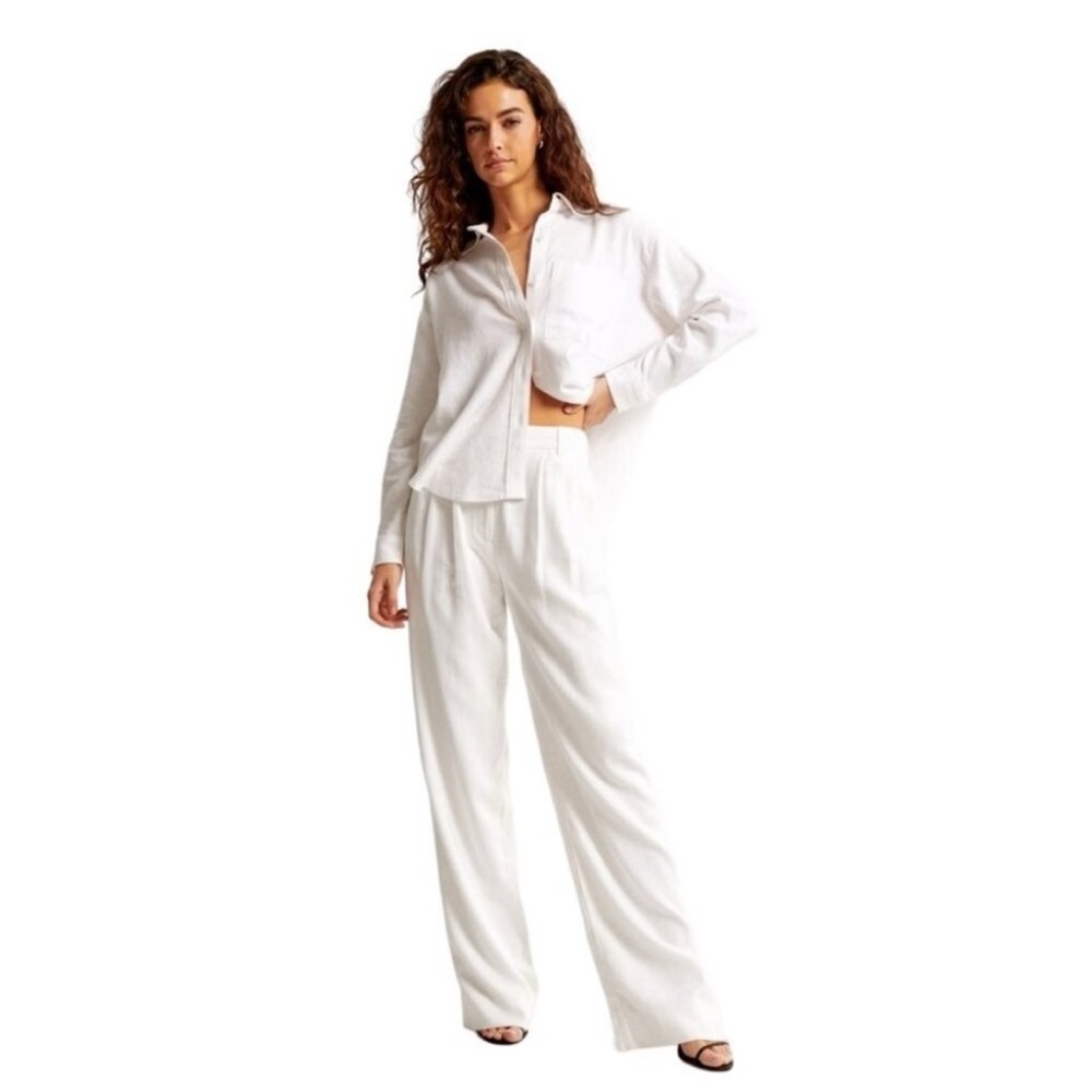Abercrombie & Fitch 100% linen blend white Linen Trousers pants size XL NWT